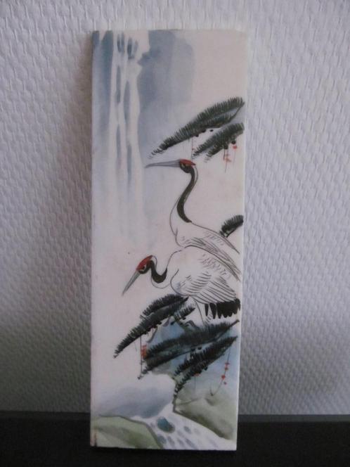 Kleine tegel handbeschilderd 2x met Japans motief., Antiek en Kunst, Kunst | Niet-Westerse kunst, Ophalen