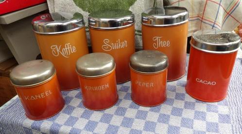 oude bussenset/ Brabantia keukenbussen/ kruidenbusjes/cacao, Antiek en Kunst, Antiek | Keukenbenodigdheden, Ophalen of Verzenden
