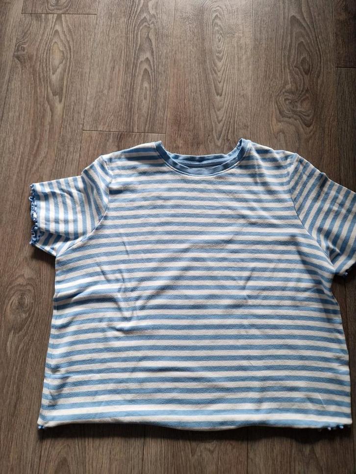 leuk gestreept shirt mt 48, Kleding | Dames, T-shirts, Zo goed als nieuw, Maat 46/48 (XL) of groter, Blauw, Korte mouw, Ophalen of Verzenden