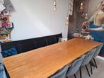 Stoere complete eethoek met boomstamtafel!, Huis en Inrichting, Tafels | Eettafels, Ophalen, Gebruikt, 200 cm of meer, 50 tot 100 cm