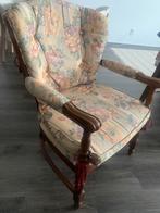 Antieke fauteuil met bloemenmotief, Minder dan 50 cm, Gebruikt, Minder dan 75 cm, Ophalen of Verzenden