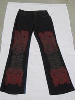 Zwarte vintage Roberto Cavalli jeans met tijgerpatroon, Zwart, Ophalen of Verzenden, Zo goed als nieuw, W28 - W29 (confectie 36)
