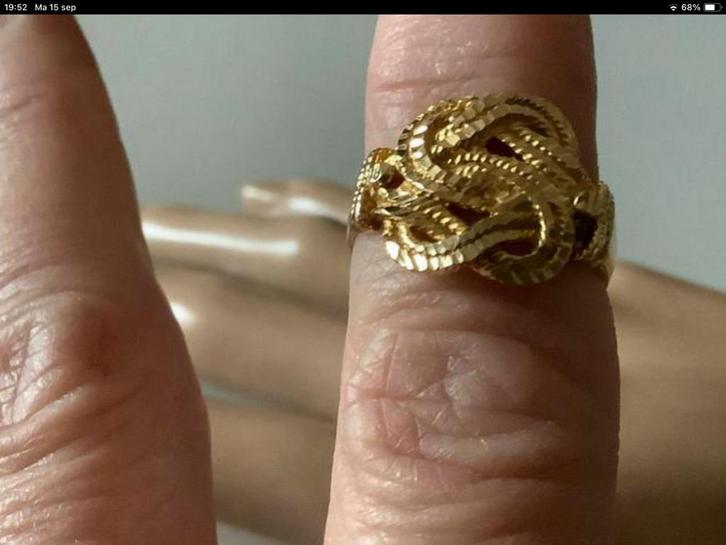 Geweldige vintage handgemaakte ring Mattenklopper 14 k goud, Sieraden, Tassen en Uiterlijk, Ringen, Zo goed als nieuw, Dame of Heer