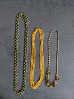 Set van 3 toffe vintage kettingen in geel/groen/bruin, Verzenden, Gebruikt, Overige kleuren, Overige materialen
