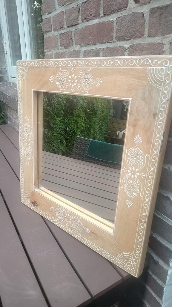 Spiegel met inlay, Huis en Inrichting, Woonaccessoires | Spiegels, Zo goed als nieuw, Minder dan 50 cm, Minder dan 100 cm, Rechthoekig