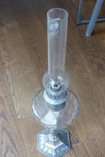olielamp met glas en nieuw lont., Antiek en Kunst, Ophalen of Verzenden
