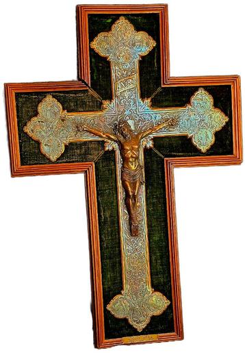 Antiek Heel uniek 48cm hoog kruis op fluweel Frans uit 1914 beschikbaar voor biedingen