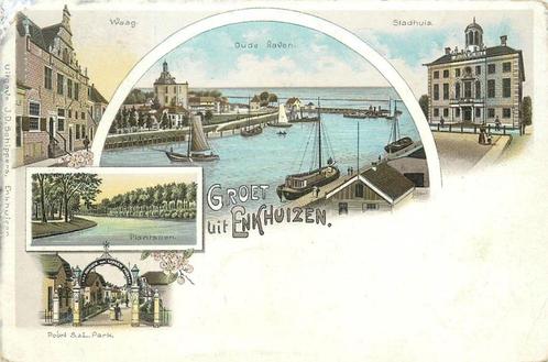 (701-132-049) Enkhuizen Groet uit, Verzamelen, Ansichtkaarten | Nederland, Noord-Holland, Verzenden