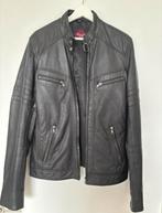 Zwarte leren jas Ferganza - Maat M, Kleding | Heren, Jassen | Zomer, Verzenden, Zo goed als nieuw, Maat 48/50 (M), Zwart