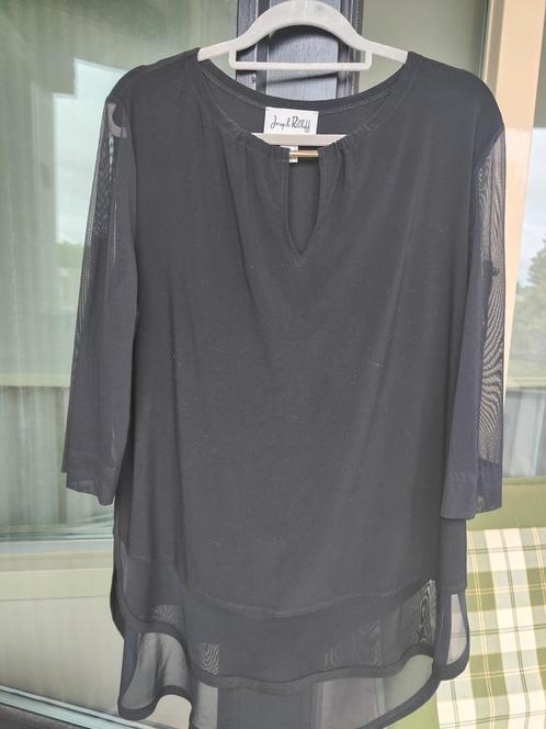 Joseph ribkoff zwarte tuniek xl transparant mouw en strook, Kleding | Dames, Blouses en Tunieken, Zo goed als nieuw, Maat 46/48 (XL) of groter