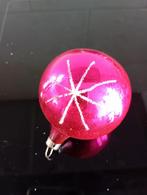 Antieke glazen kerstbal roze met decoratie ster, Diversen, Kerst, Ophalen