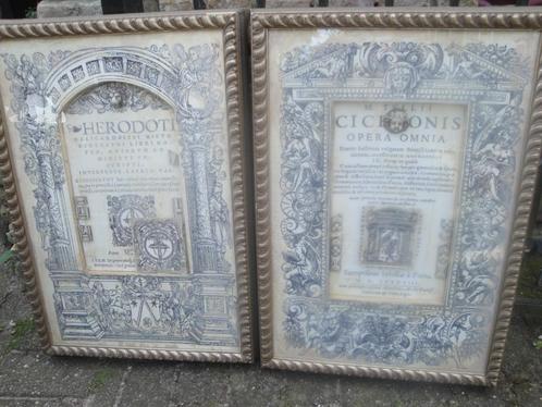 zeer oude verdiepte lijsten  met latijnse teksten, Antiek en Kunst, Curiosa en Brocante, Ophalen of Verzenden
