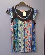 Smash top blauw lila groen bloem print mt S 37599 gratis vz