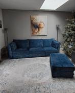 Bank 3-zits met hocker Urban Sofa blauw, Ophalen, Zo goed als nieuw, Stof