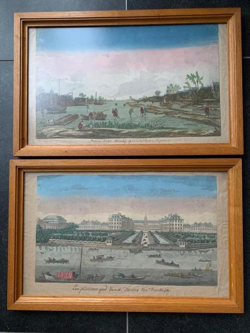 Twee kunstdrukken in aquarel, Antiek en Kunst, Kunst | Schilderijen | Klassiek, Ophalen of Verzenden