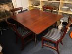 Engelse hangoortafel met 4 mahonie stoelen, Antiek en Kunst, Antiek | Meubels | Tafels, Ophalen of Verzenden
