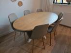 Ovale houten eettafel met 6 stoelen, Huis en Inrichting, Tafels | Eettafels, 100 tot 150 cm, Ophalen of Verzenden, Vijf personen of meer