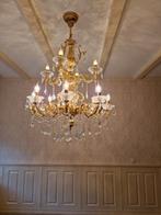Mooie Goudkleurige Grote Kroonluchter, Huis en Inrichting, Lampen | Kroonluchters, Ophalen, Zo goed als nieuw