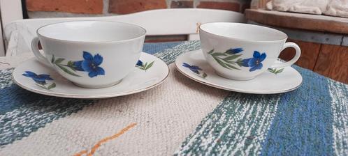 Oud brocant Bavaria kop & schoteltjes, blauwe bloemen., Antiek en Kunst, Antiek | Servies los, Ophalen of Verzenden