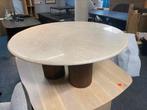 Salontafel xavi 90cm travertin met mang poten hoge korting, Ophalen, Rond, Nieuw, 50 tot 100 cm