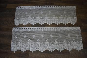Valletje 2x antiek wit met motief gordijn gordijntje 115 cm beschikbaar voor biedingen