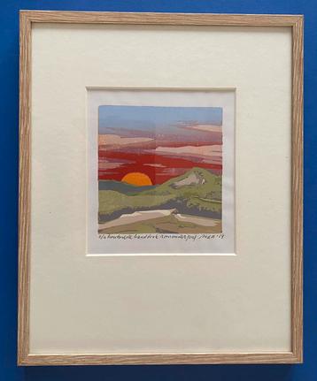 Kleurhoutsnede  gesigneerd beschikbaar voor biedingen