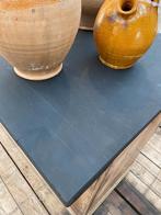 Stoere landelijke balie toonbank vitrine met zwart bovenblad, Ophalen