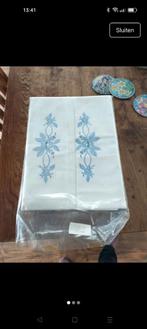 Prachtig vintage linnen laken met bijpassende kussensloop, Ophalen of Verzenden, Eenpersoons, Dekbedovertrek