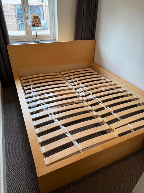 Tweepersoon bed Ikea Malm, Huis en Inrichting, Slaapkamer | Bedden, Zo goed als nieuw, Tweepersoons, 160 cm, 200 cm, Hout, Overige kleuren