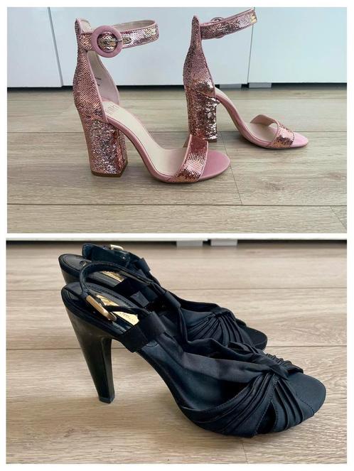 Roze sequins feestelijke schoenen & Zara satijnen slingbacks, Kleding | Dames, Schoenen, Zo goed als nieuw, Schoenen met hoge hakken