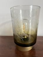 Windlicht zwart/goud met lamp, PTMD. 15 cm, Minder dan 50 cm, Nieuw, Ophalen of Verzenden, Glas