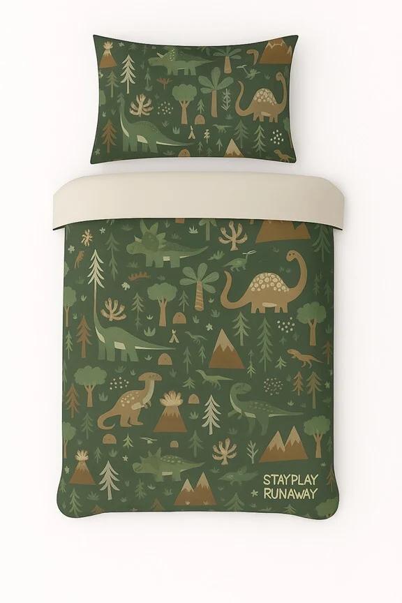 Dekbedovertrek dino, eenpersoons beddengoed, Huis en Inrichting, Slaapkamer | Beddengoed, Zo goed als nieuw, Dekbedovertrek, Eenpersoons