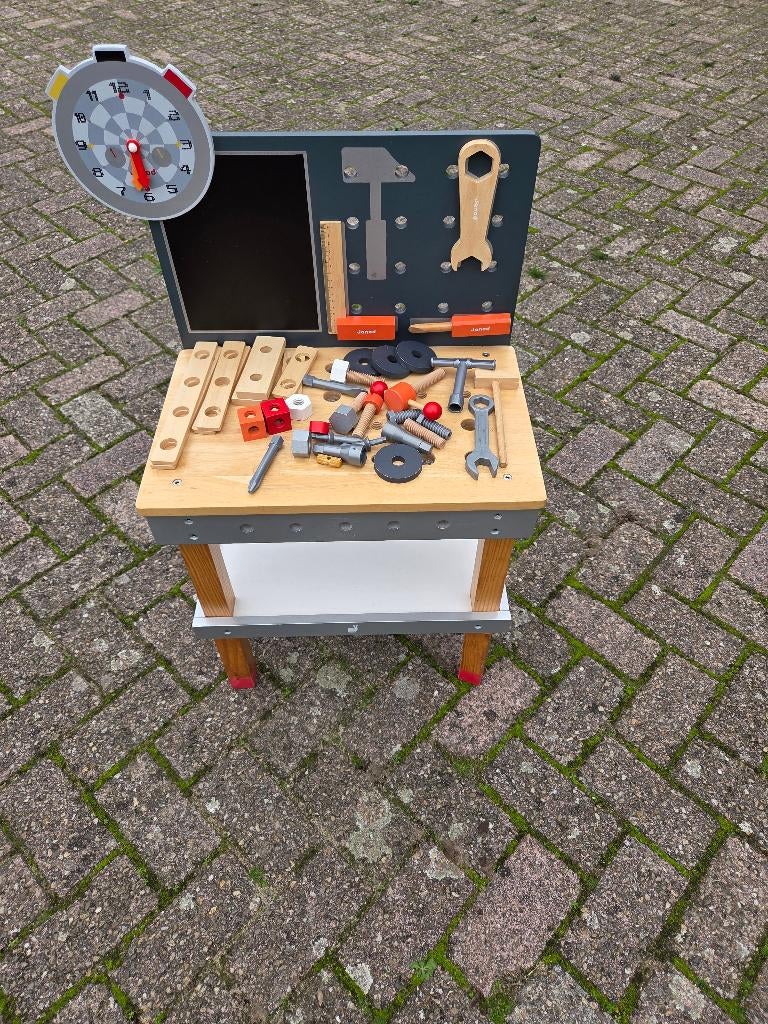 Janod houten kinderwerkbank., Ophalen, Zo goed als nieuw