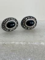Zilveren oorsieraden met onyx, Ophalen of Verzenden, Zo goed als nieuw, Zilver