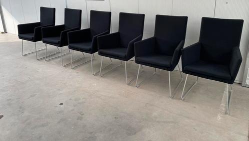 6 x Label van den Berg Donna Eetkamerstoel, Huis en Inrichting, Stoelen, Zo goed als nieuw, Eén, Stof, Zwart, Ophalen