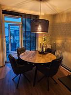 Ronde eettafel 130cm met 4 stoelen. Industrieel design, Huis en Inrichting, Tafels | Eettafels, Ophalen, Rond, Zo goed als nieuw