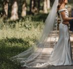 Trouwjurk en sluier, Trouwjurk, Wit, Zo goed als nieuw, Demetrios