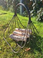 Brocante metalen haardhout mand haard lectuur zwart, Ophalen