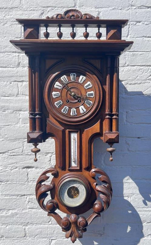 antieke Franse klok met barometer, Antiek en Kunst, Antiek | Klokken, Ophalen of Verzenden
