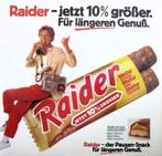 4 vintage advertenties reclames Raider 82-83 chocolade snoep, Ophalen