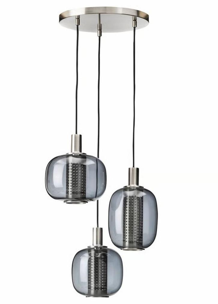 Hanglamp, sfeervol rookglas, Huis en Inrichting, Lampen | Hanglampen, Nieuw, 75 cm of meer, Glas, Metaal, Ophalen