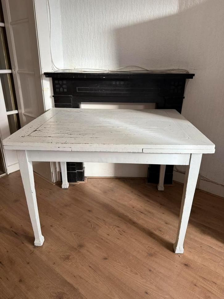Antieke eetafel 110x90 uitklapbaar, Huis en Inrichting, Tafels | Eettafels, Gebruikt, 100 tot 150 cm, Rechthoekig, Ophalen