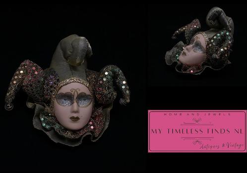 Porselein muurmasker harlekijn narren masker - K1MON2, Antiek en Kunst, Curiosa en Brocante, Ophalen of Verzenden