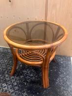 Manou bamboe tafel met rookglazen blad, Ophalen, Zo goed als nieuw, Rond, 60 cm of meer