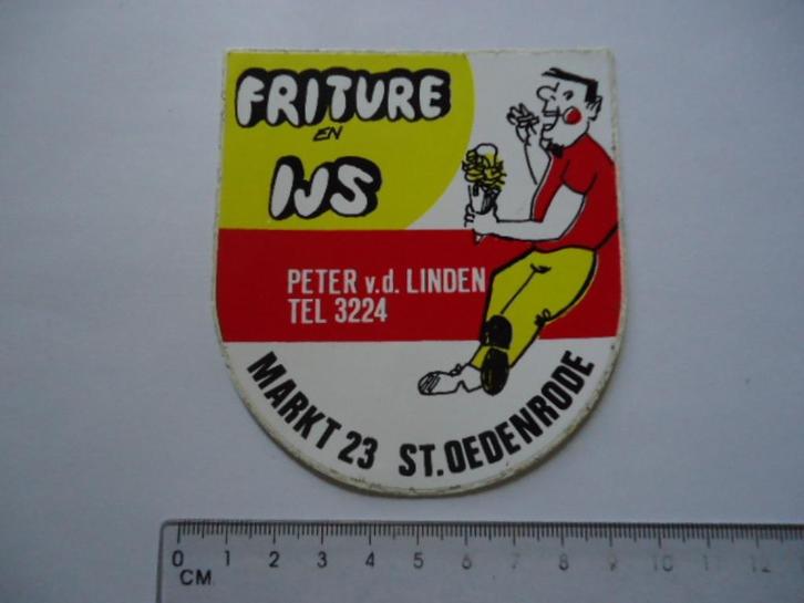 sticker oud St oedenrode peter vd Linden friture ijs frituur, Verzamelen, Stickers, Zo goed als nieuw, Bedrijf of Vereniging, Verzenden