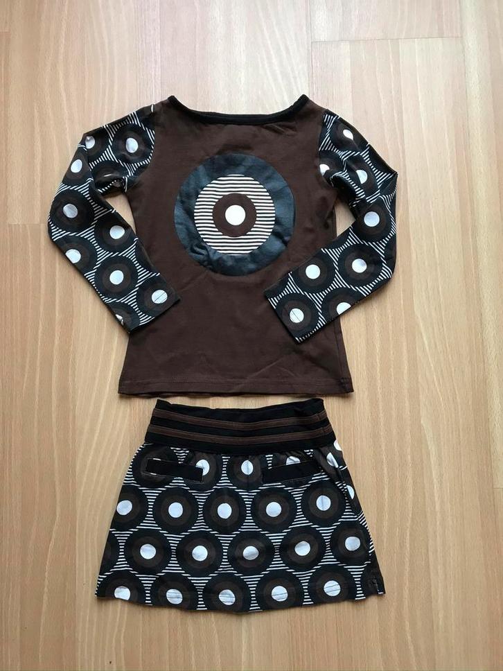 Lofff setje maat 104 meisje nieuw bruin zwart retro, Kinderen en Baby's, Kinderkleding | Maat 104, Zo goed als nieuw, Meisje, Setje