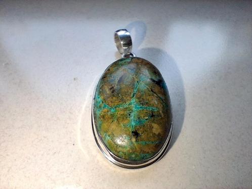 925 zilveren hanger met chrysocolla., Sieraden, Tassen en Uiterlijk, Kettinghangers, Nieuw, Zilver, Overige kleuren, Overige voorstellingen