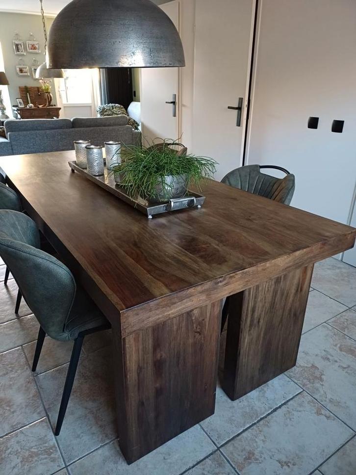 Teakhouten eettafel -van- 220x100 cm, Huis en Inrichting, Tafels | Eettafels, Gebruikt, 100 tot 150 cm, 200 cm of meer, Vijf personen of meer