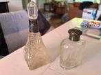 Antieke glazen en kristallen parfum flesjes met zilver, Ophalen of Verzenden, Gebruikt, Miniatuur