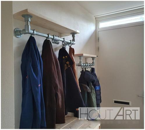 Kapstok medi steigerbuis met steigerhout NIEUW, Huis en Inrichting, Woonaccessoires | Kapstokken, Nieuw, Wandkapstok, Minder dan 100 cm